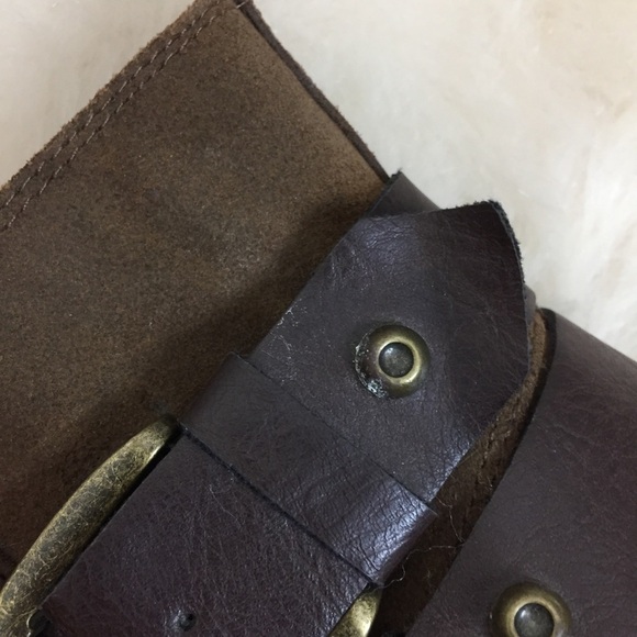 [Guess] Brown Metal Rhinestone Moto Boots - Picture 8 of 8